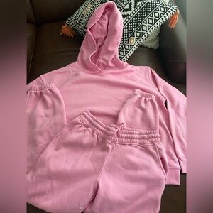 Pink Hoodie Sweatshirt M | Sweatpants XS | Matching Set